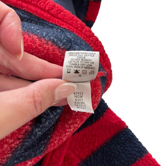 Hanna Andersson Baby 85 Size 2 Fleece Jacket Full Zip Hooded Striped Blue Red - Picture 4 of 8